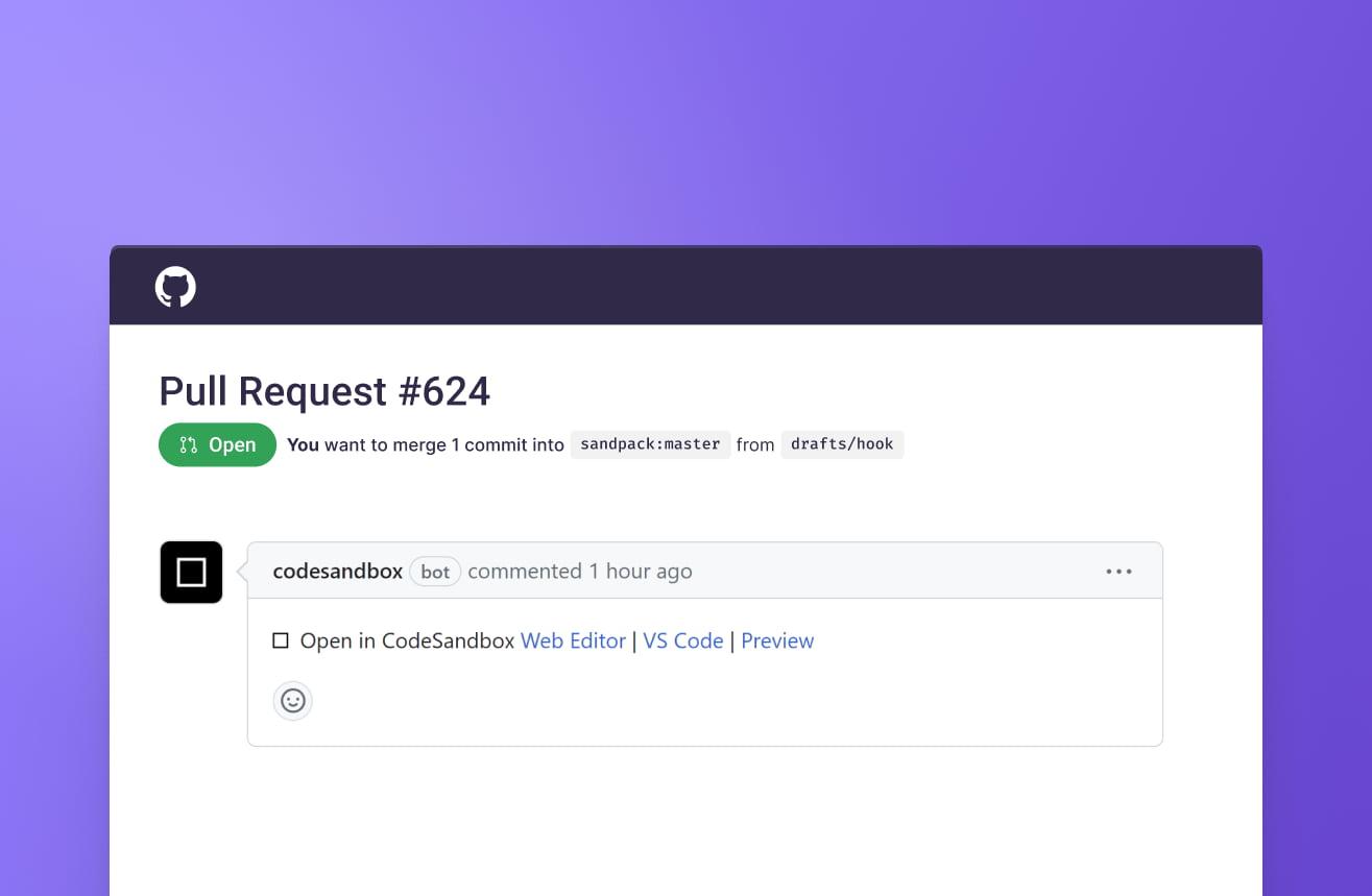 CodeSandbox GitHub App links