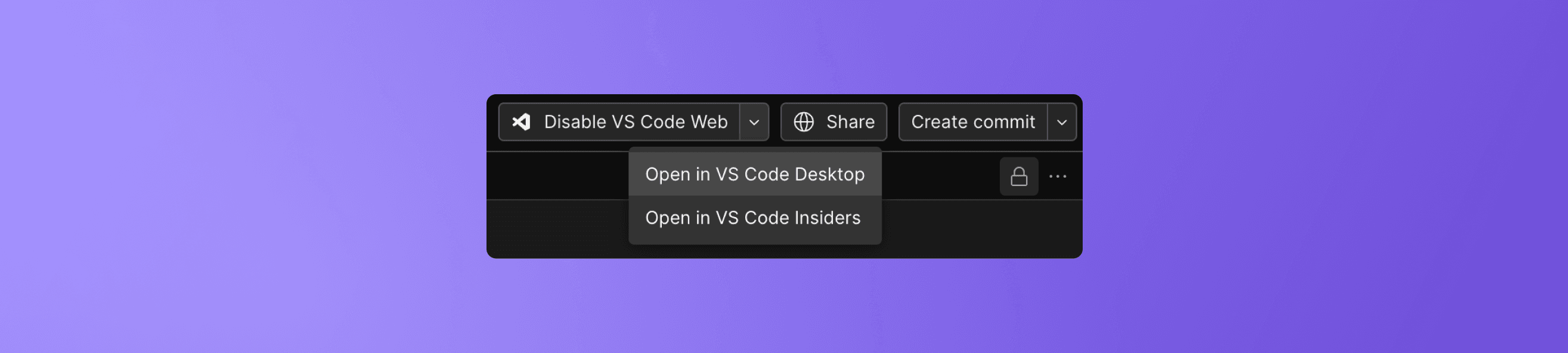 Dropdown to select the Open in VS Code Insiders option